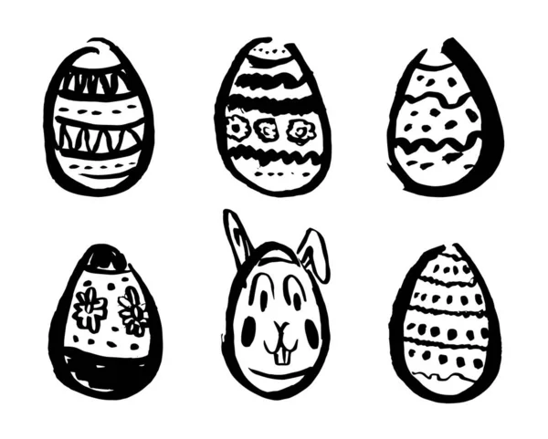 Набір Ескізів Ручної Роботи Великодніми Яйцями — стоковий вектор
