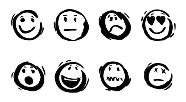 Handgezeichnete Emoticons Vektorillustration — Stockvektor
