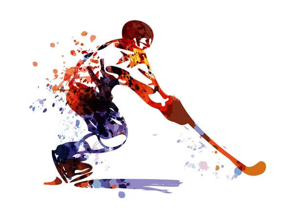 Color Illustration Hockey Player Vector Illustration — Stock Vector