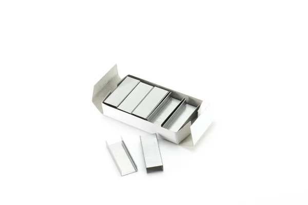 White Box Metal Office Staples — Stock Photo, Image