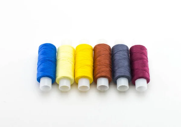 Multi Colored Bobbins Threads Bol Background — Stock Photo, Image