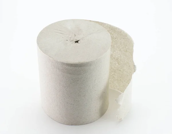 Roll Gray Toilet Paper Core White Background — Stock Photo, Image