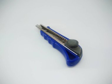 Blue Office Paper Knife Isolated On a White Background