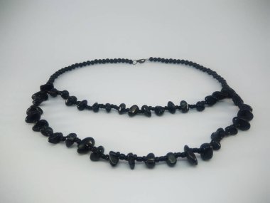 Black Stone Necklace Isolated On a White Background