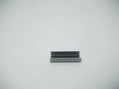 Silver staples clip office stationary equipment isolated on a white background