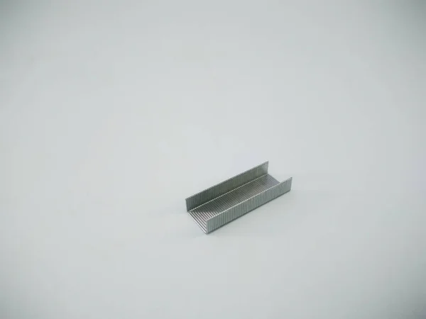 Silver staples clip office stationary equipment isolated on a white background — ストック写真