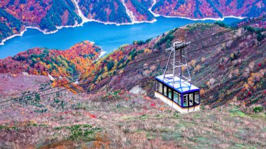 Mountain and daikanbo ropeway in Japan Alpine route clipart