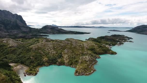 Noorse Fjord Kust Van Drone Luchtfoto — Stockvideo