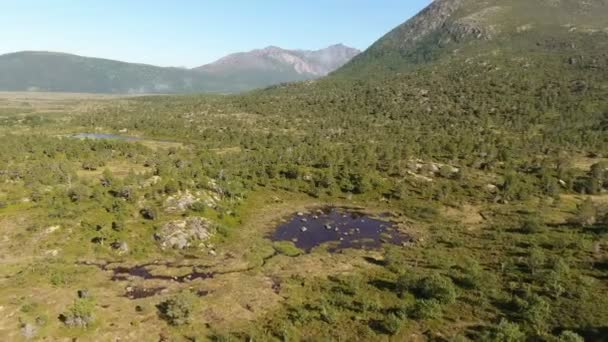 Voando Sobre Lago Tundra Vista Aérea Drone — Vídeo de Stock