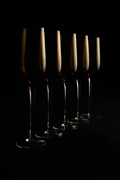 Champagne Flutes Isolated on a Black Background