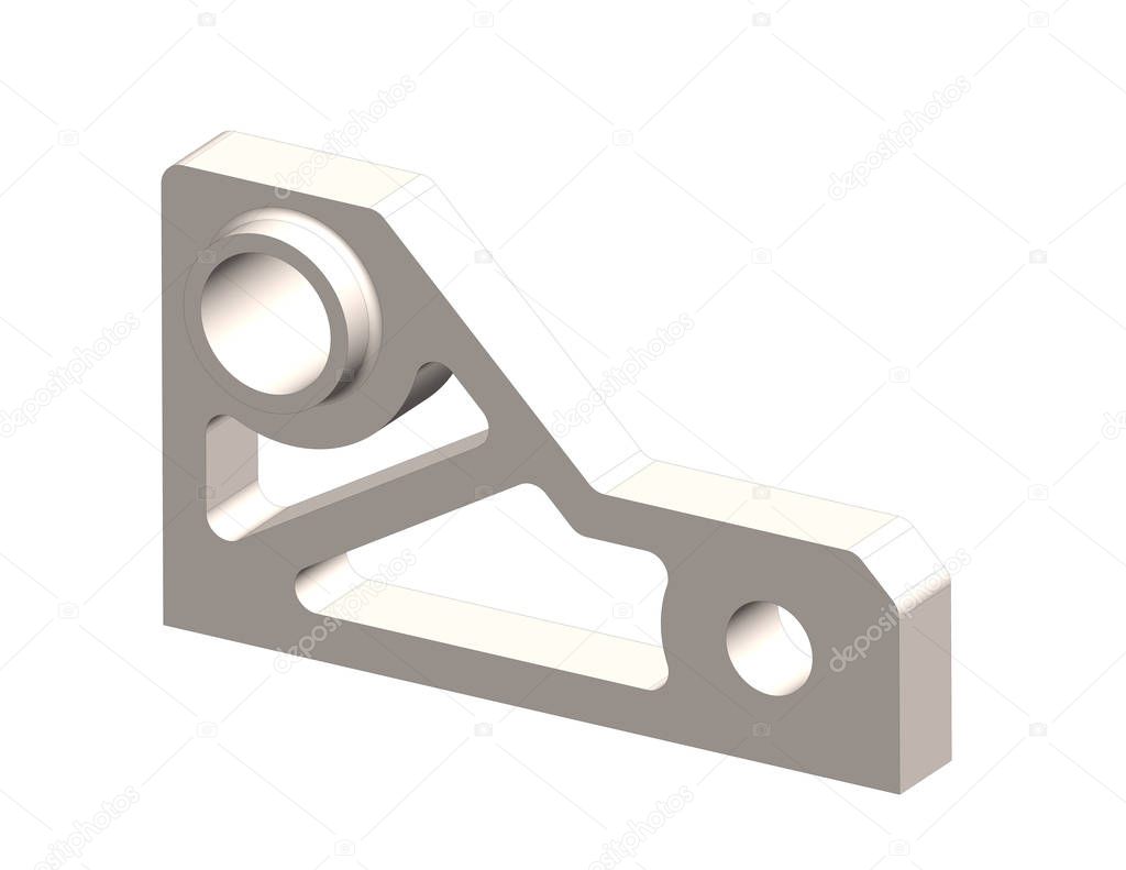 3d image of a mechanical cad part isolated on white
