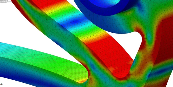 网格有限元分析的局部Von Mises应力结果 — 图库照片