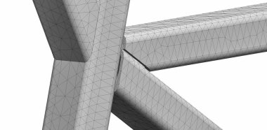 Çelik iskelet inşaatının 3 boyutlu CAD modeli