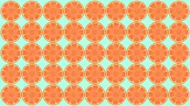 Parlak kırmızı turuncu tarzda hareket eden portakalların animasyonu.