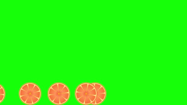 Animering av apelsiner snurrande rörelse grafik i klarröd orange stil. — Stockvideo