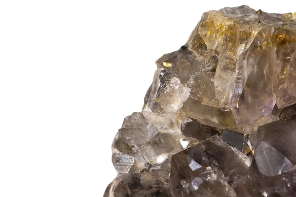 Piedra Especimen Mineral Cristal Cuarzo Aislado Sobre Fondo Blanco — Foto de Stock