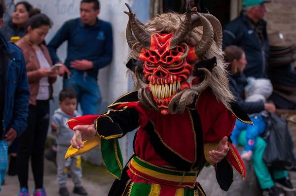 Pillaro Ecuador January 2020 Person Red Devil Mask Diablada Devil — Stok fotoğraf