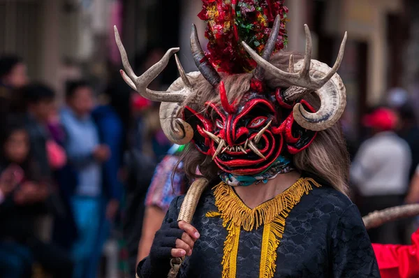 Pillaro Ecuador January 2020 Person Red Devil Mask Diablada Devil — стокове фото