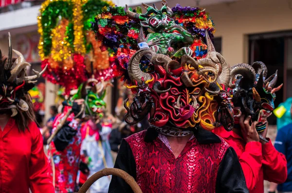 Pillaro Ecuador January 2020 Person Red Devil Mask Diablada Devil — стокове фото