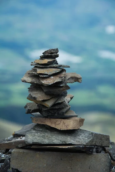 Pile Rocks Superimposed Top Mountain Bottom Out Focus Rock Another — Stock Photo, Image