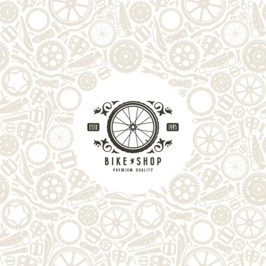 Bisiklet dükkanı etiket ve kare desenli