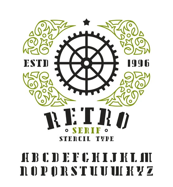 Stock vector set of serif stencil-plate font — Stock Vector