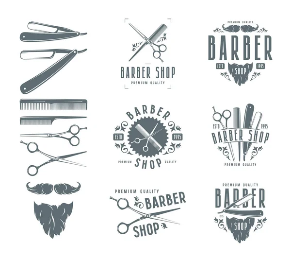 Vintage kuaför dükkanı rozetleri kümesi 