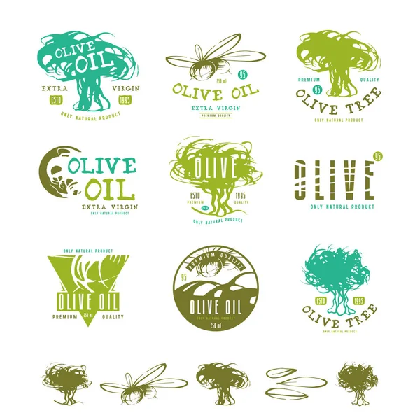 Set of label and badges for olive oil — Stock Vector
