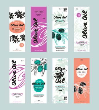 Zeytinyağı için şablonlar etiket kümesi