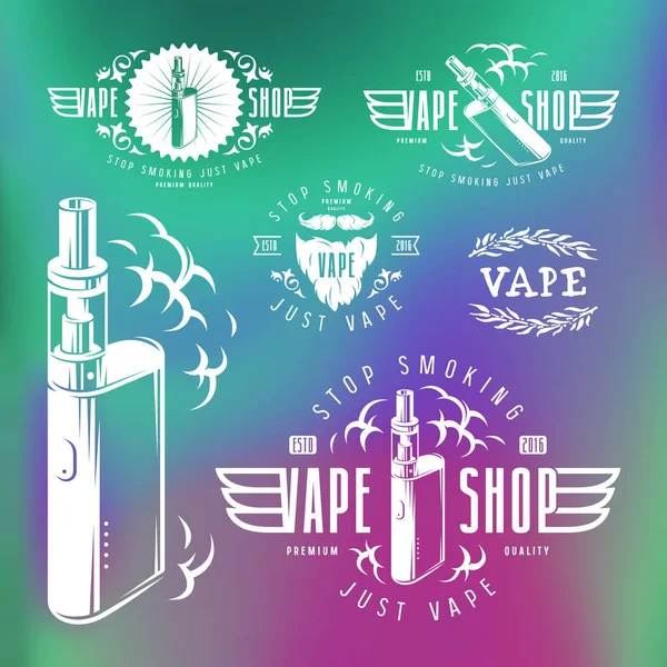 Bar uap dan toko vape label - Stok Vektor