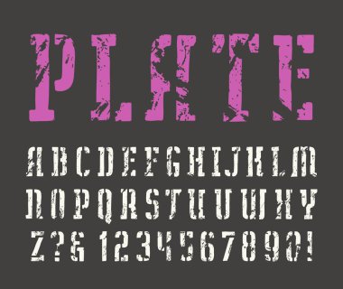 Şablon-plaka levha serif yazı tipi el yapımı grafik tarzı 