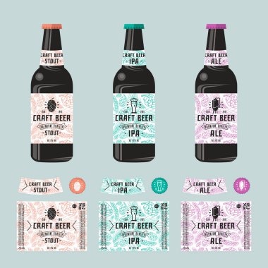 Zanaat bira için şablonlar etiket kümesi