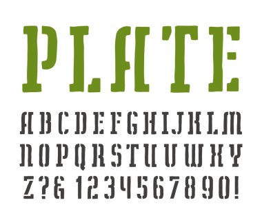 Şablon-plaka levha serif yazı tipi el yapımı grafik tarzı 