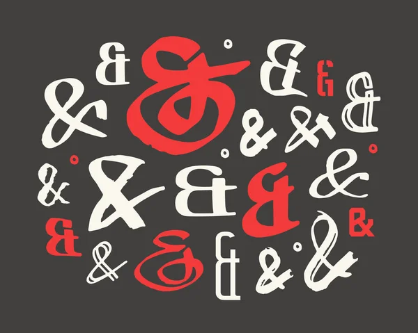Conjunto de ampersands de decoración para cartas e invitación — Vector de stock