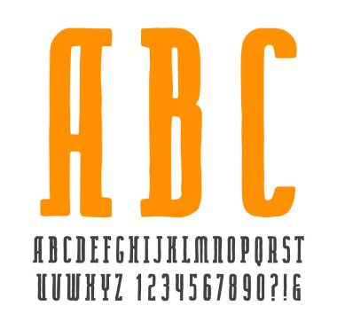 El yapımı grafik tarzı dar levha serif yazı tipi