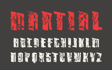 Eski püskü doku ile askeri tarzda Sanserif yazı tipi 