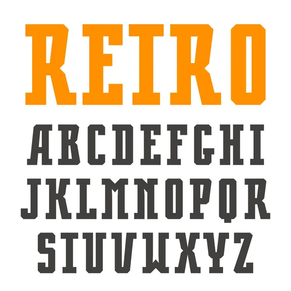 Narrow slab serif font in retro style — Stock Vector