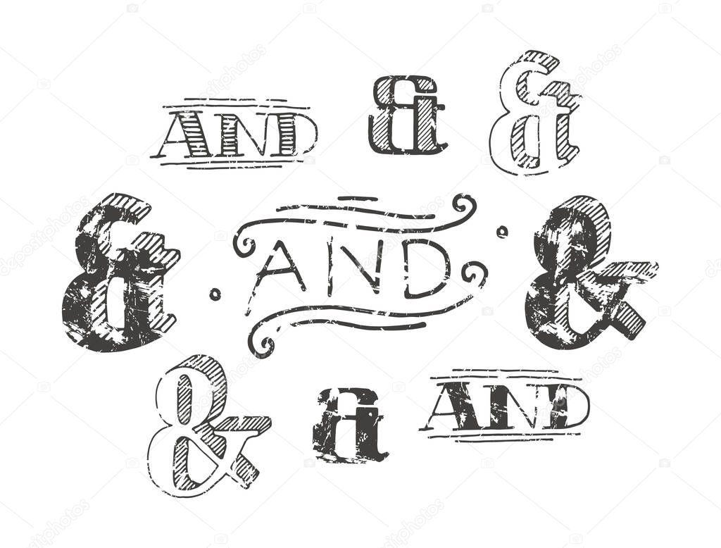 Set of decoration ampersands for letters and invitation