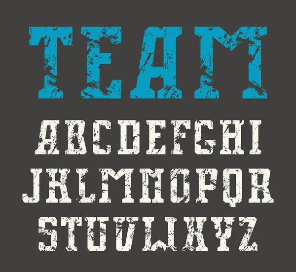 Serif betűtípust sport stílusban, kopott textúra — Stock Vector