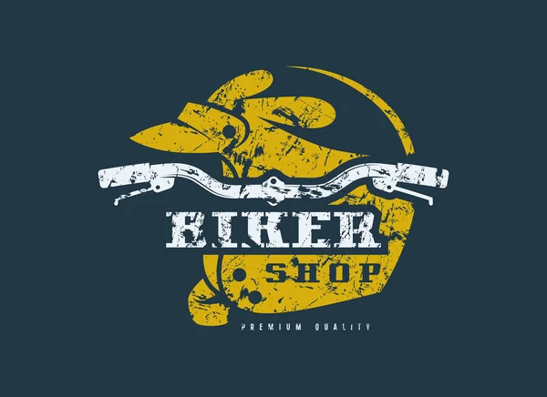Biker shop odznak s ošuntělý texturou — Stockový vektor