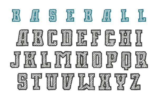 Fonte serif décorative dans le style de graphiques dessinés à la main — Image vectorielle