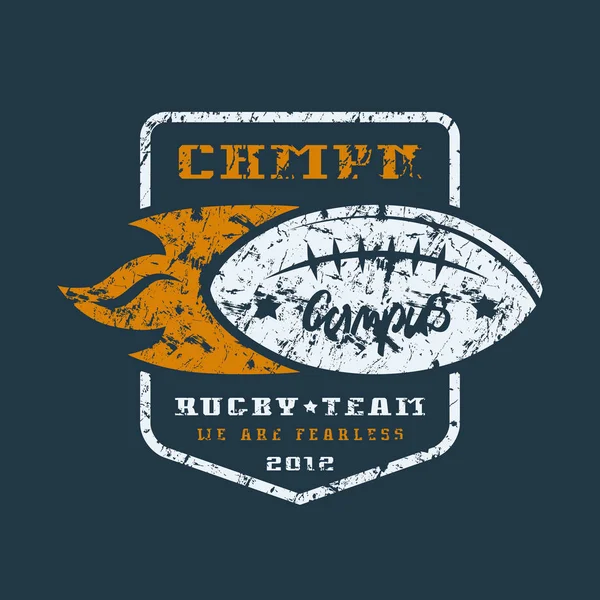 Rugby tým odznak s ošuntělý texturou — Stockový vektor