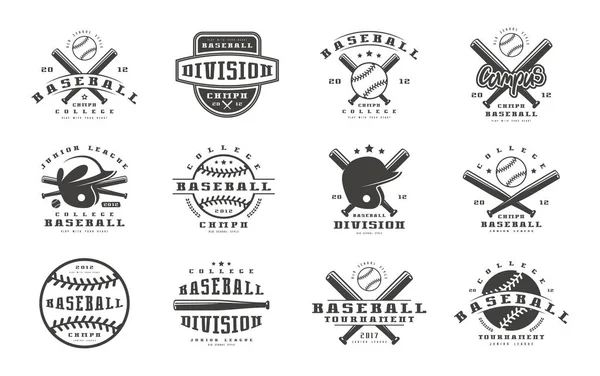 Juego de insignias del equipo de béisbol — Archivo Imágenes Vectoriales