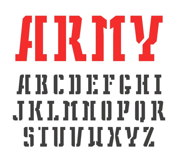 Stencil-plate slab serif fuente en estilo militar — Vector de stock