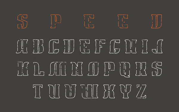 Contour serif fuente en el estilo de gráficos dibujados a mano — Vector de stock