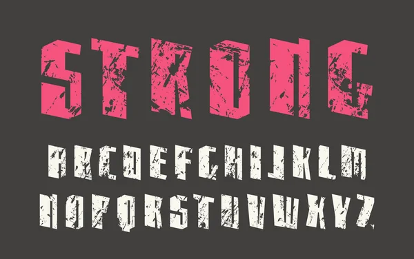Sanserif koristeellinen fontti nuhjuinen rakenne — vektorikuva