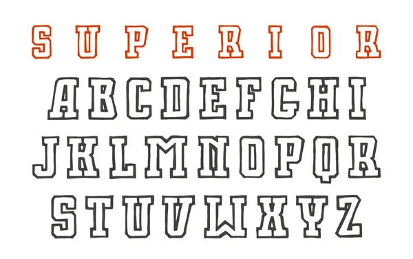 Slab serif obrysové písmo stylu ručně kreslené grafiky — Stockový vektor