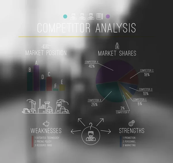 Konkurenční analýza infografiky stylově tenká čára — Stockový vektor