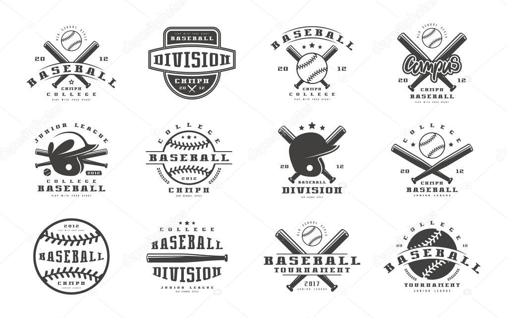 Badges set of baseball team