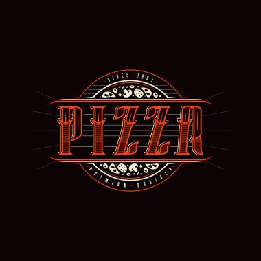 Pizza için vintage etiket